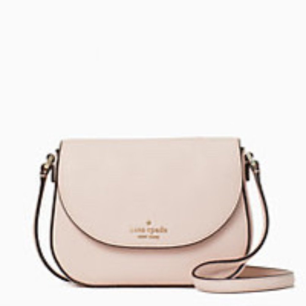 NWT Kate Spade Crossbody Rose Smoke Leila Small Mini Flap Stone Pebbled Leather